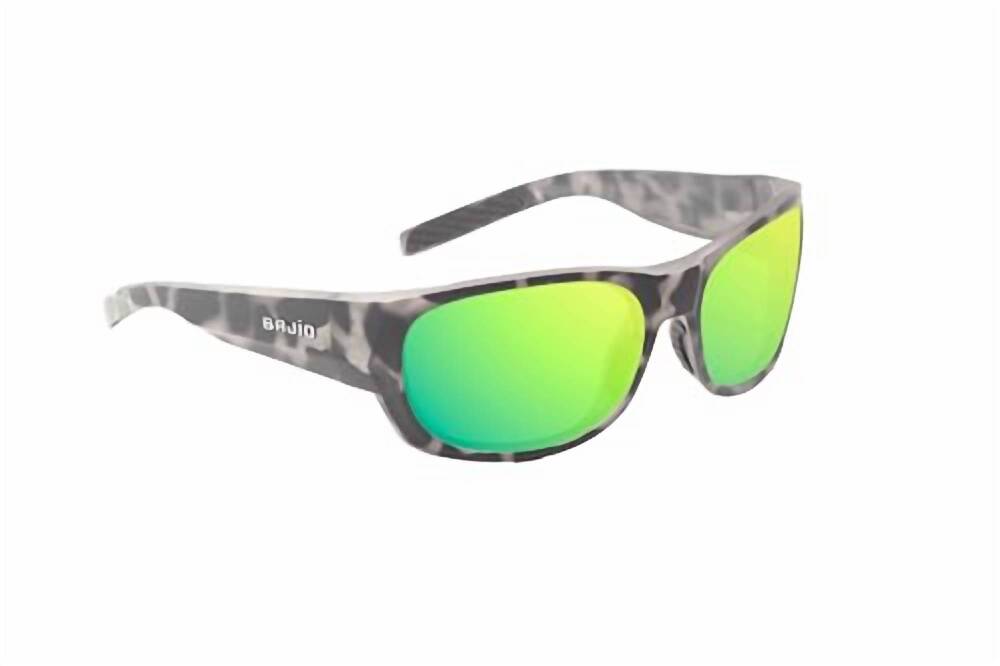 NEW BAJIO men's darien sunglasses in brown rock matte/ green mirror glass